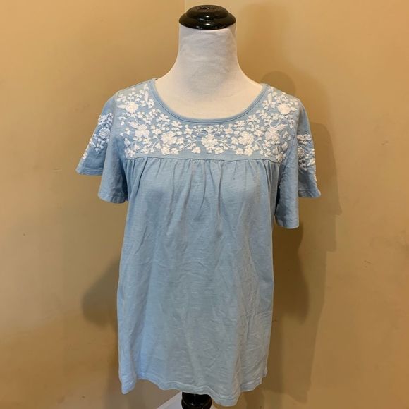 Anthropologie Tops - Keep in Touch Blue Embroidered Top size S